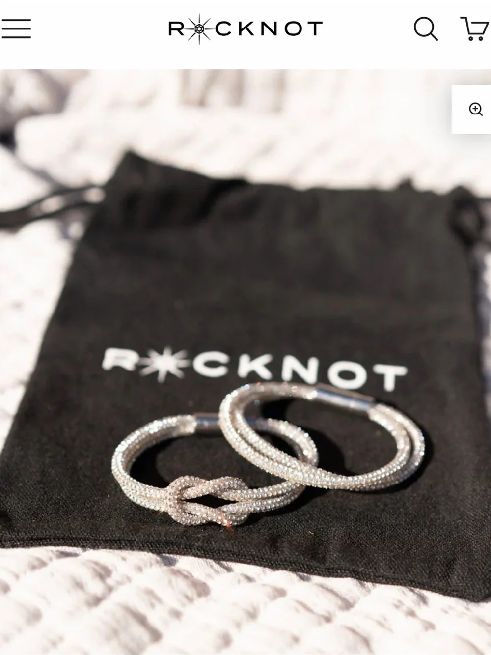 Rocknot Crystal Knot Bracelet Set 6/6.5” New